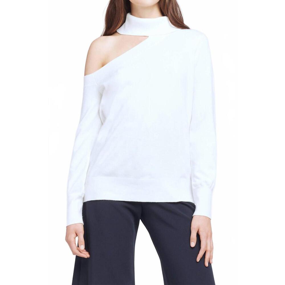 NEW L'AGENCE easton one shoulder sweater in ivory